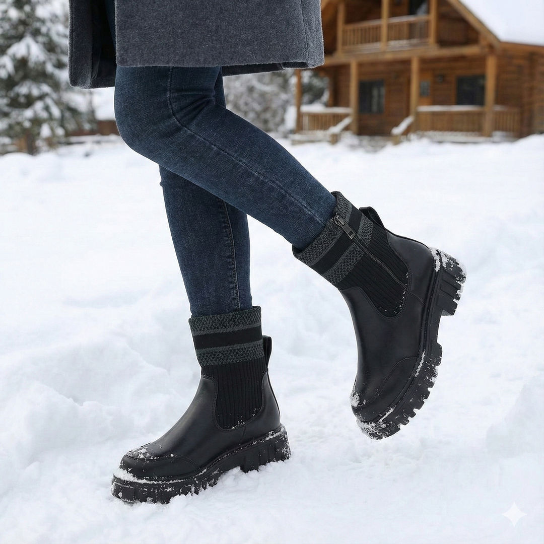 Chaussons tricotés à semelle épaisse pour femmes - Narevi