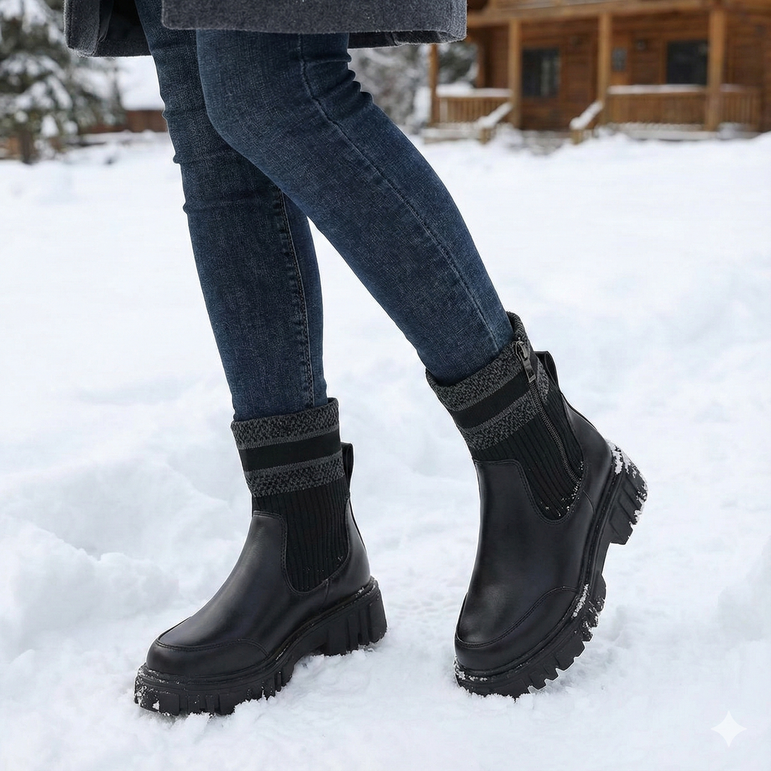 Chaussons tricotés à semelle épaisse pour femmes - Narevi