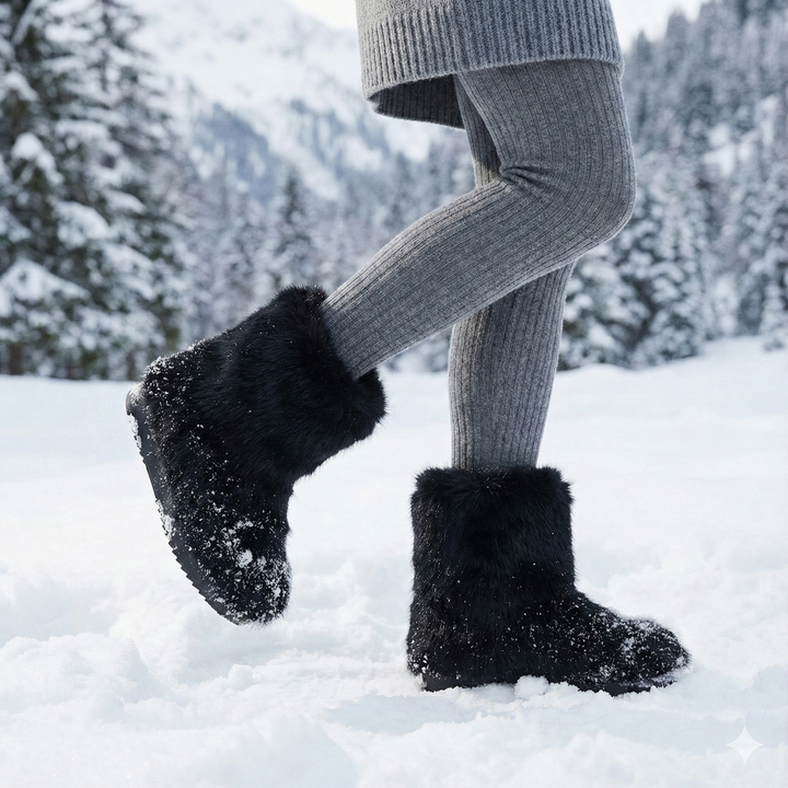 Bottes d'hiver pour femmes avec tige en peluche et semelle compensée confortable - Kavira