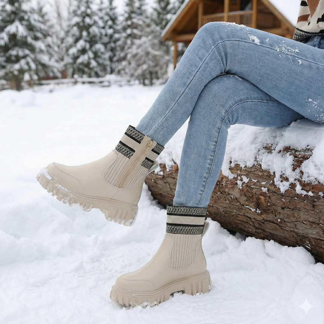 Chaussons tricotés à semelle épaisse pour femmes - Narevi