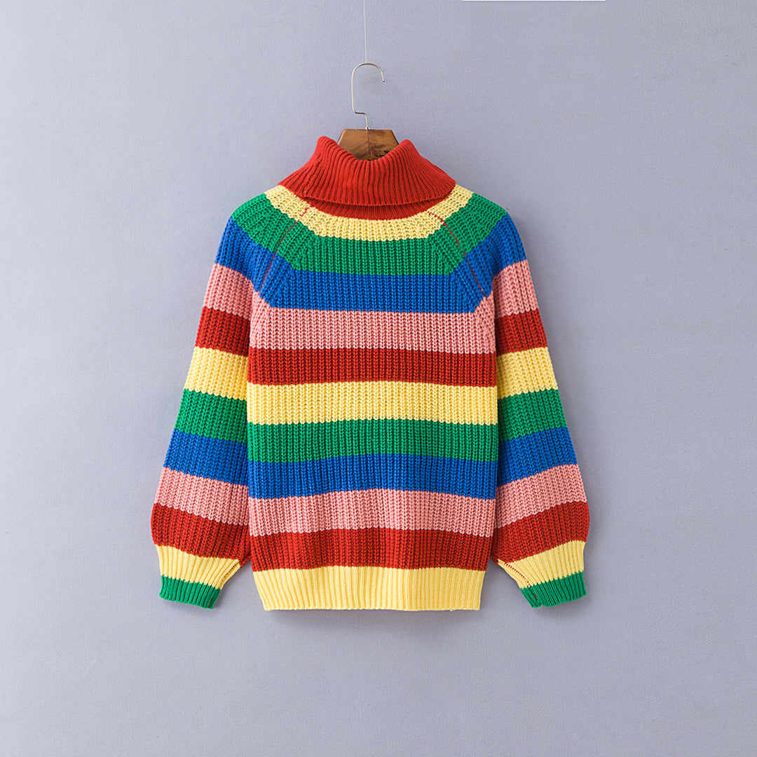 Desirée - Pull Femme à Rayures Arc-en-ciel