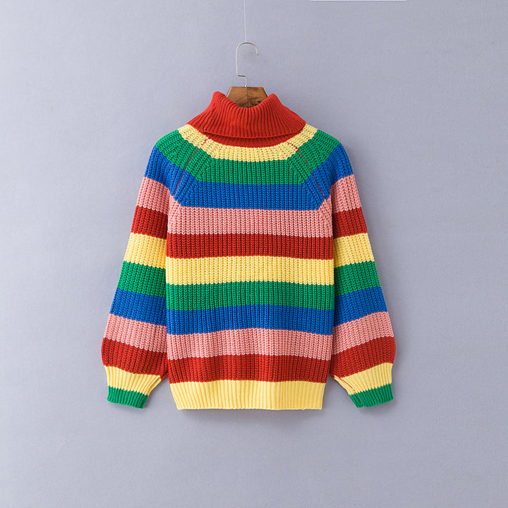 Desirée - Pull Femme à Rayures Arc-en-ciel