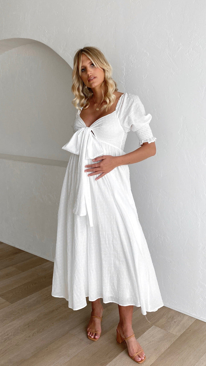 Robe midi blanche à épaules dénudées pour femme - Renata