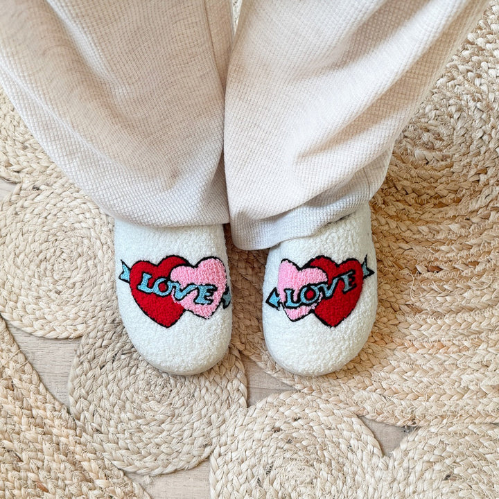 Chaussons en peluche pour femmes avec motif brodé - Valentina