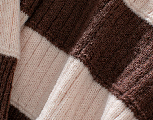 Jolie - Pull rayé pour femme à col en V et à manches longues