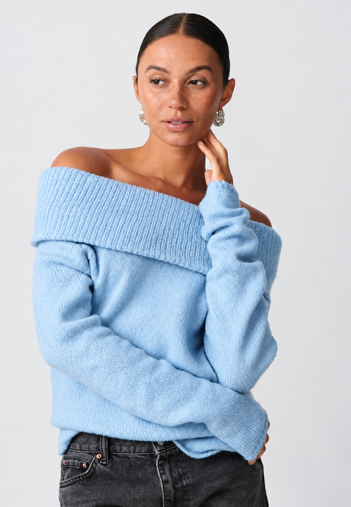 Pull femme épaules dénudées col roulé manches longues - Belisa