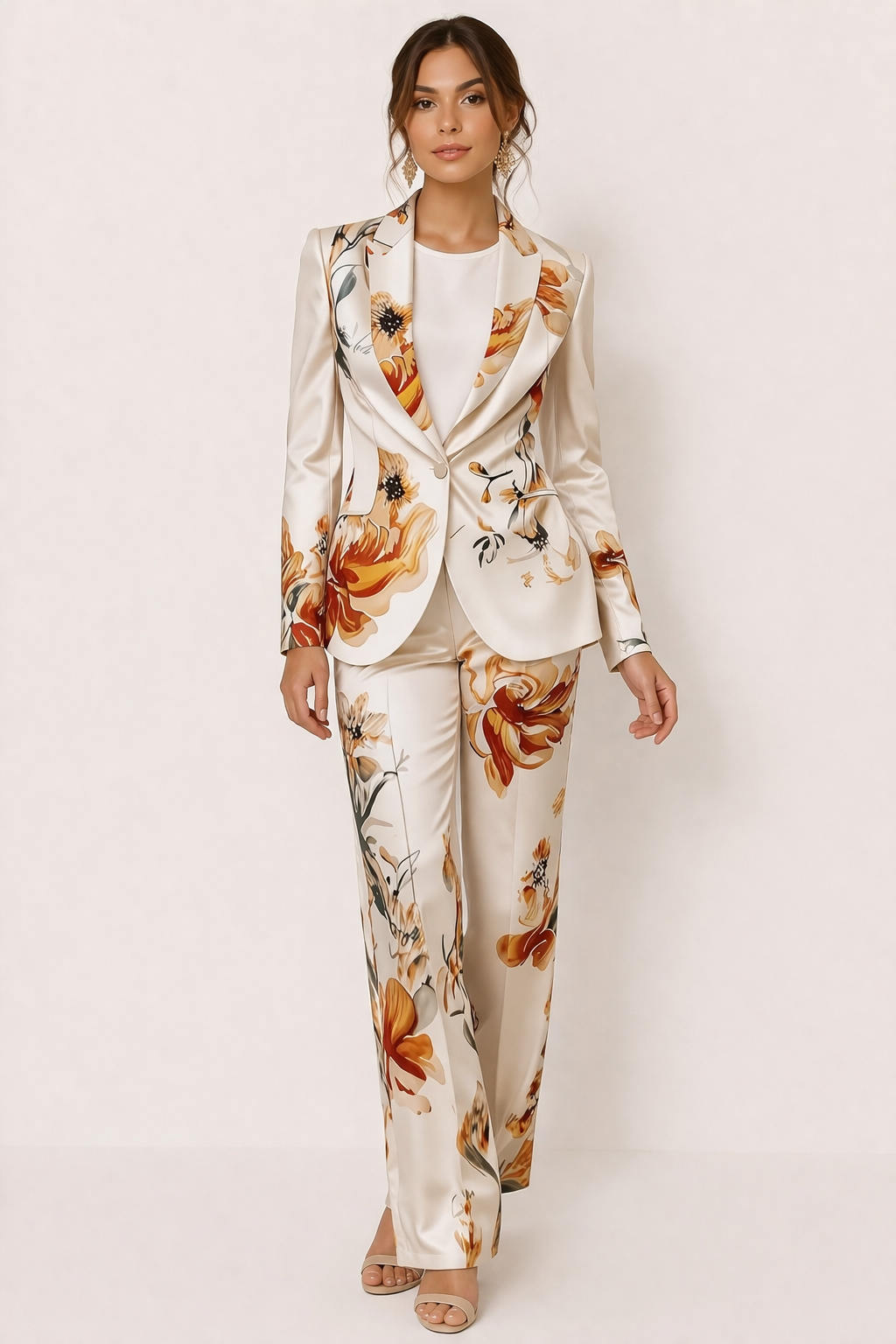 Ensemble blazer-pantalon pour femmes avec imprimé floral élégant - Irina