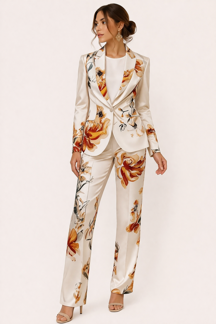Ensemble blazer-pantalon pour femmes avec imprimé floral élégant - Irina