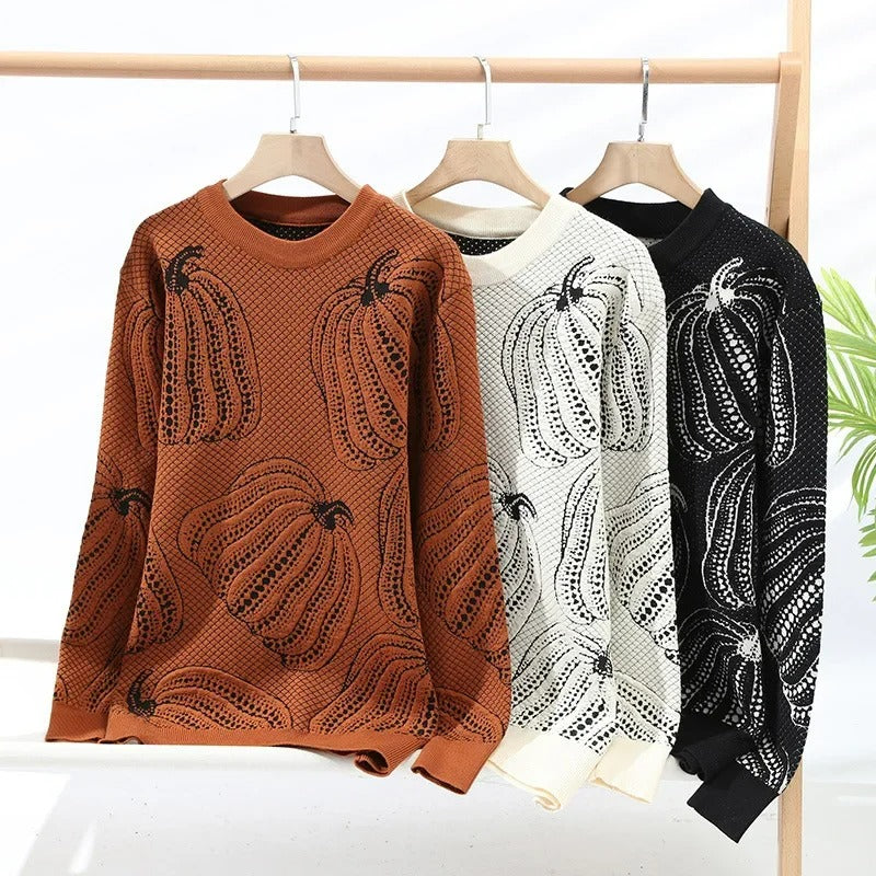 Pull en maille à motif de citrouilles - Gino