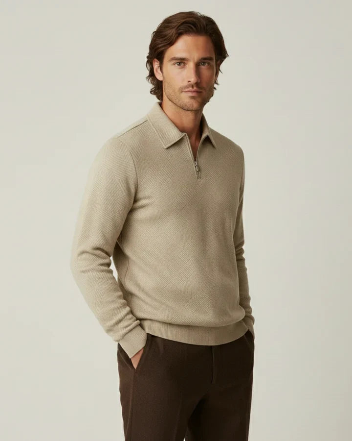 Pull pour homme à col polo et fermeture éclair - Gauthier