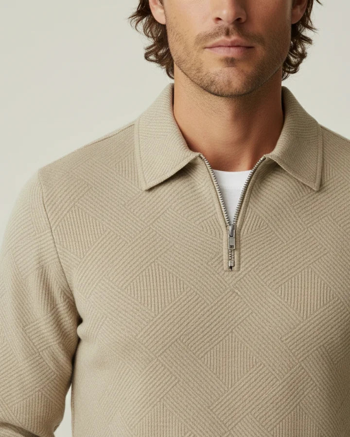 Pull pour homme à col polo et fermeture éclair - Gauthier