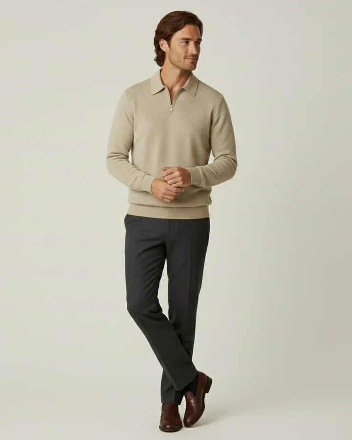 Pull pour homme à col polo et fermeture éclair - Gauthier