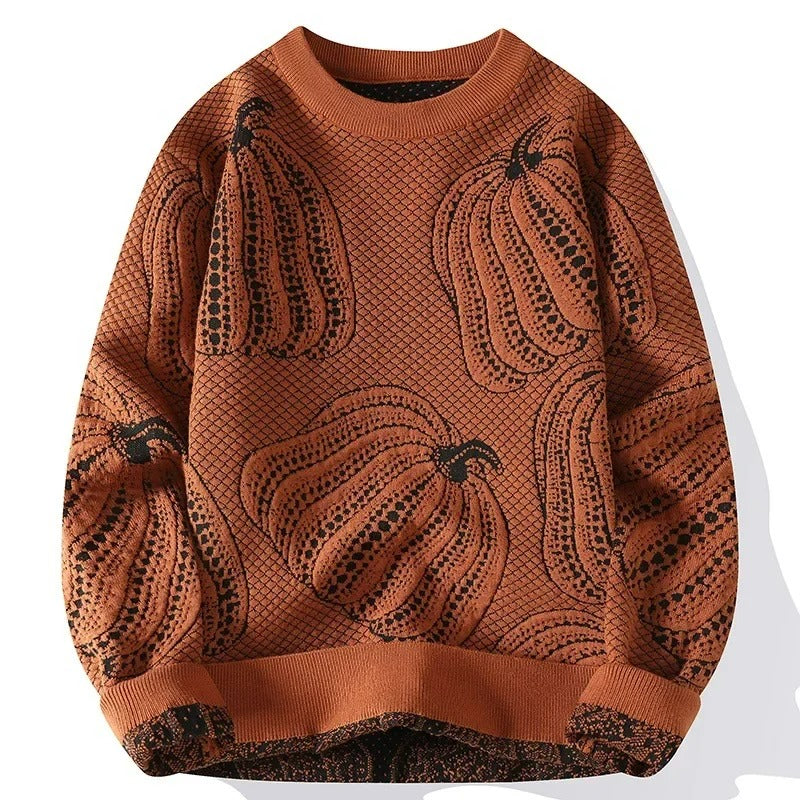 Pull en maille à motif de citrouilles - Gino