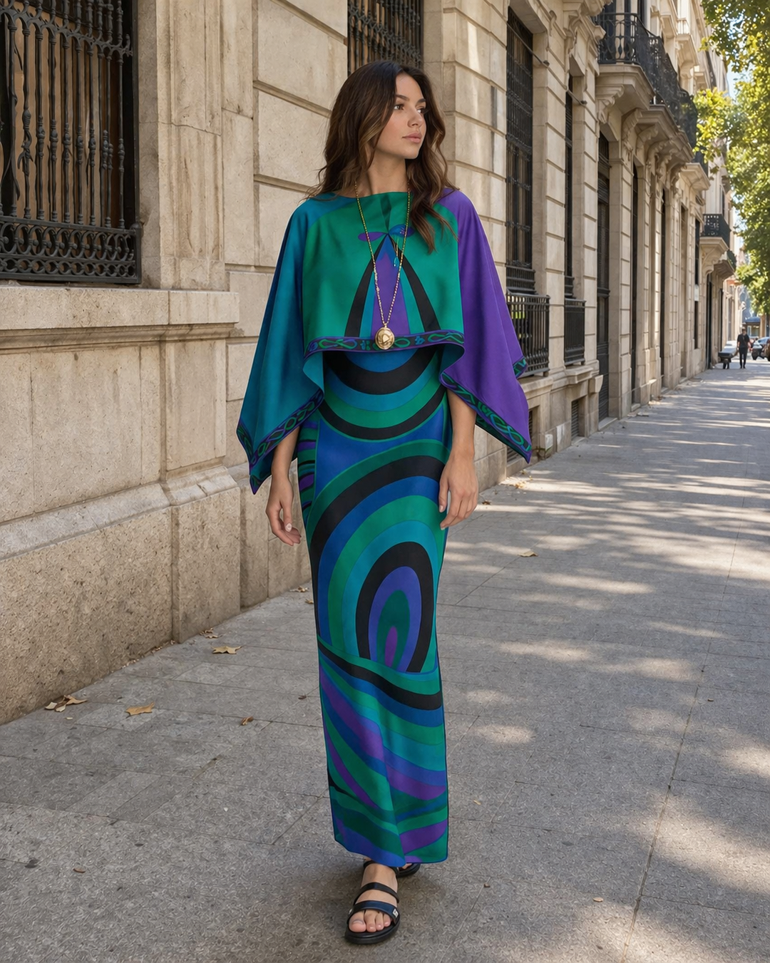 Robe longue sans bretelles deux pièces à imprimé géométrique pour femmes - Karyme