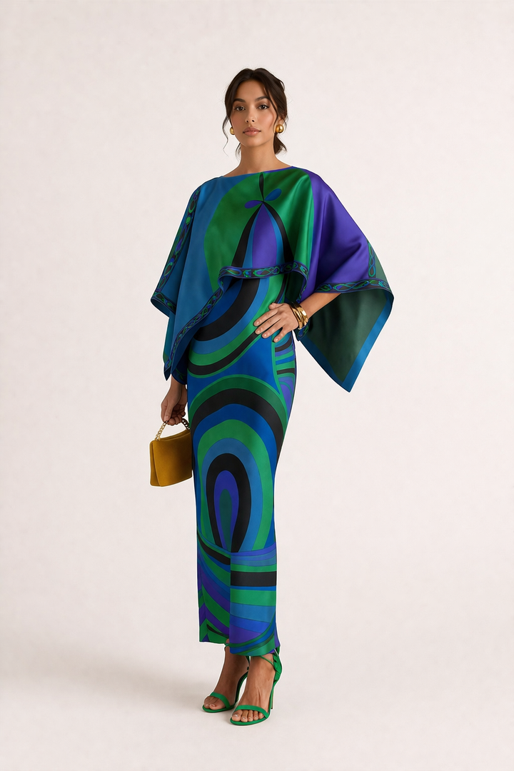 Robe longue sans bretelles deux pièces à imprimé géométrique pour femmes - Karyme
