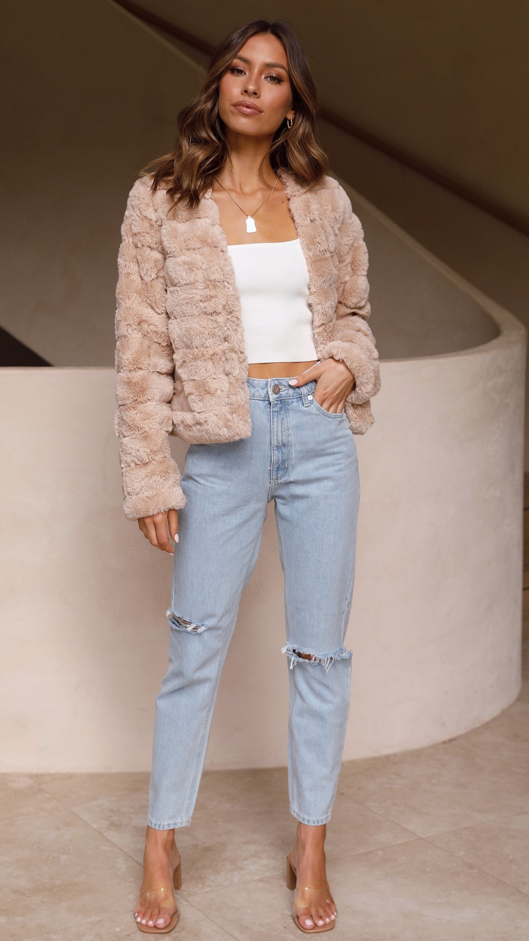 Veste courte en fourrure synthétique pour femme - Mirna