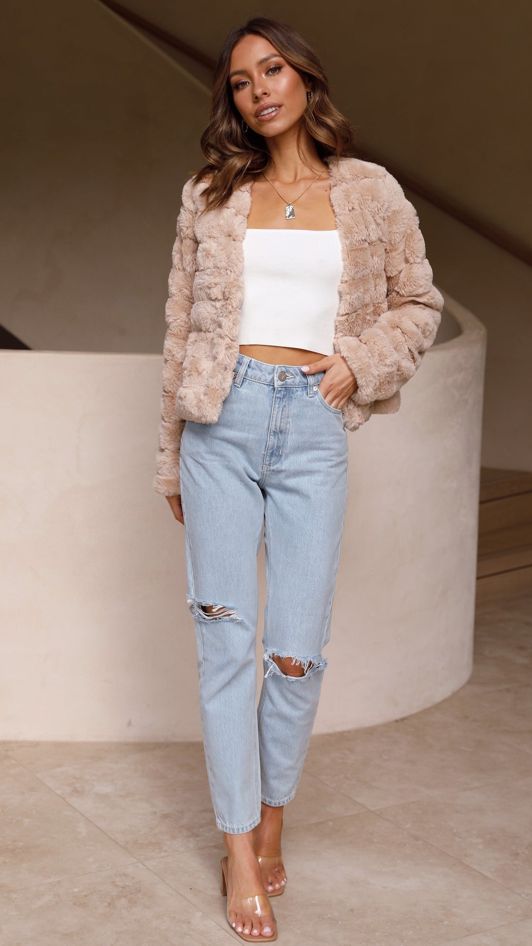 Veste courte en fourrure synthétique pour femme - Mirna