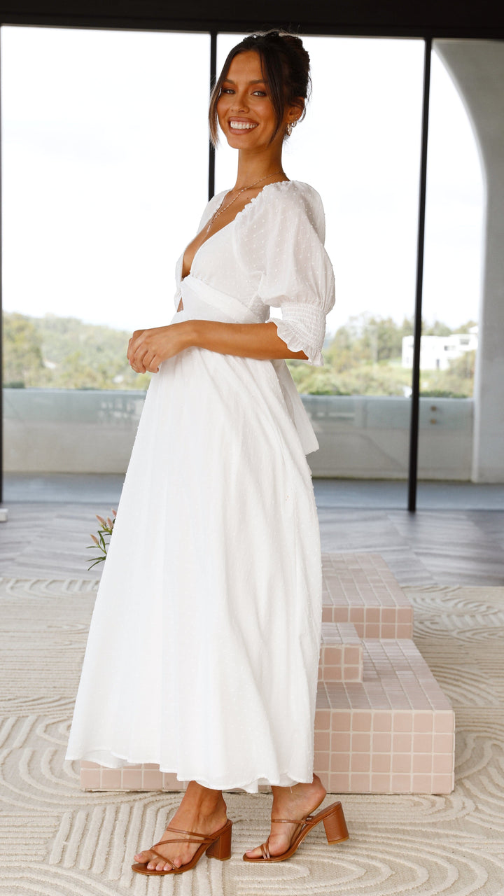 Robe midi blanche à épaules dénudées pour femme - Renata