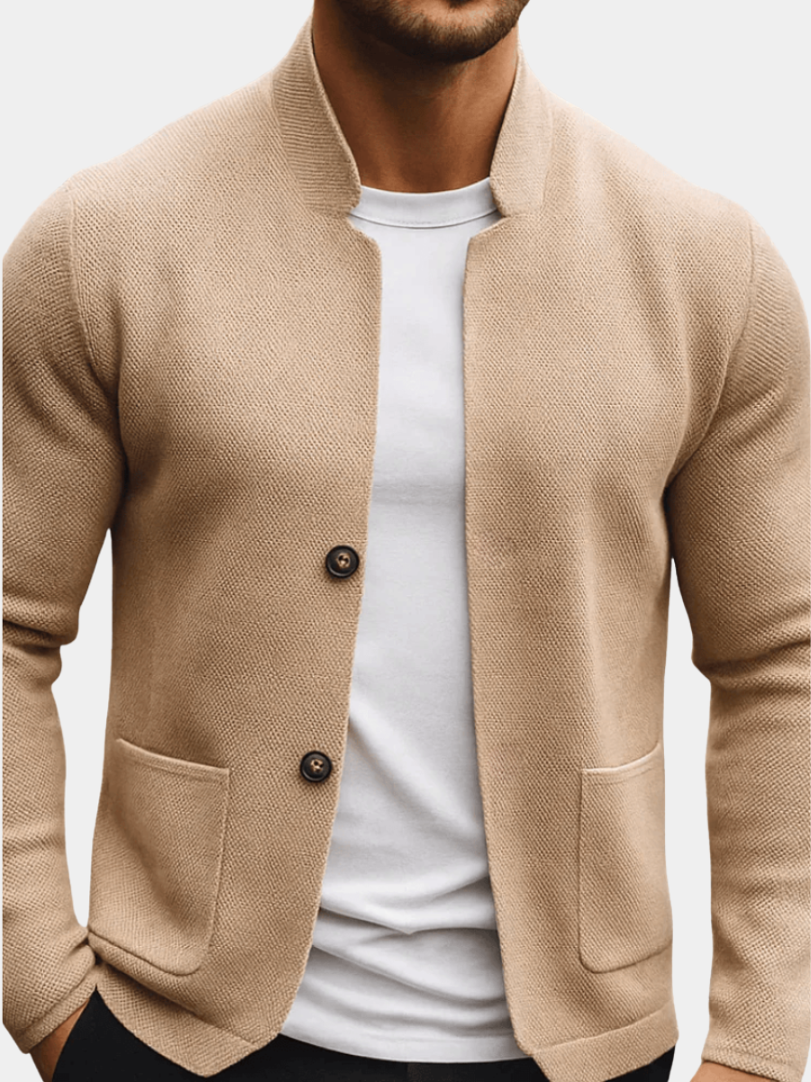 Cardigan homme à col Perkins, boutons et poches plaquées - Alaric