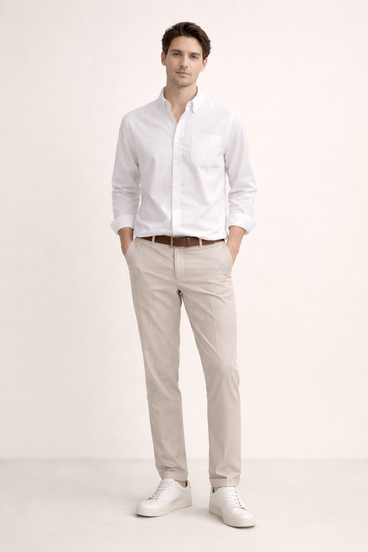 Chemise à manches longues avec col classique et poche avant pour hommes - Lukas