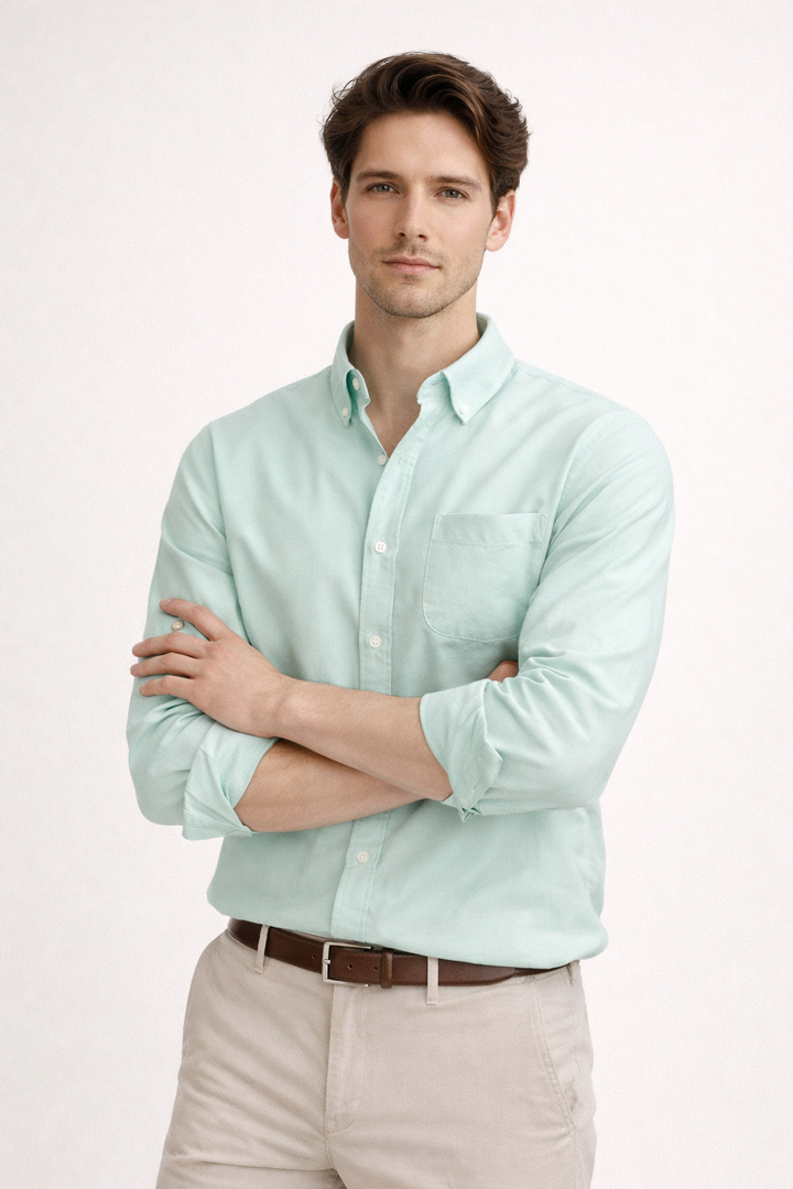 Chemise à manches longues avec col classique et poche avant pour hommes - Lukas