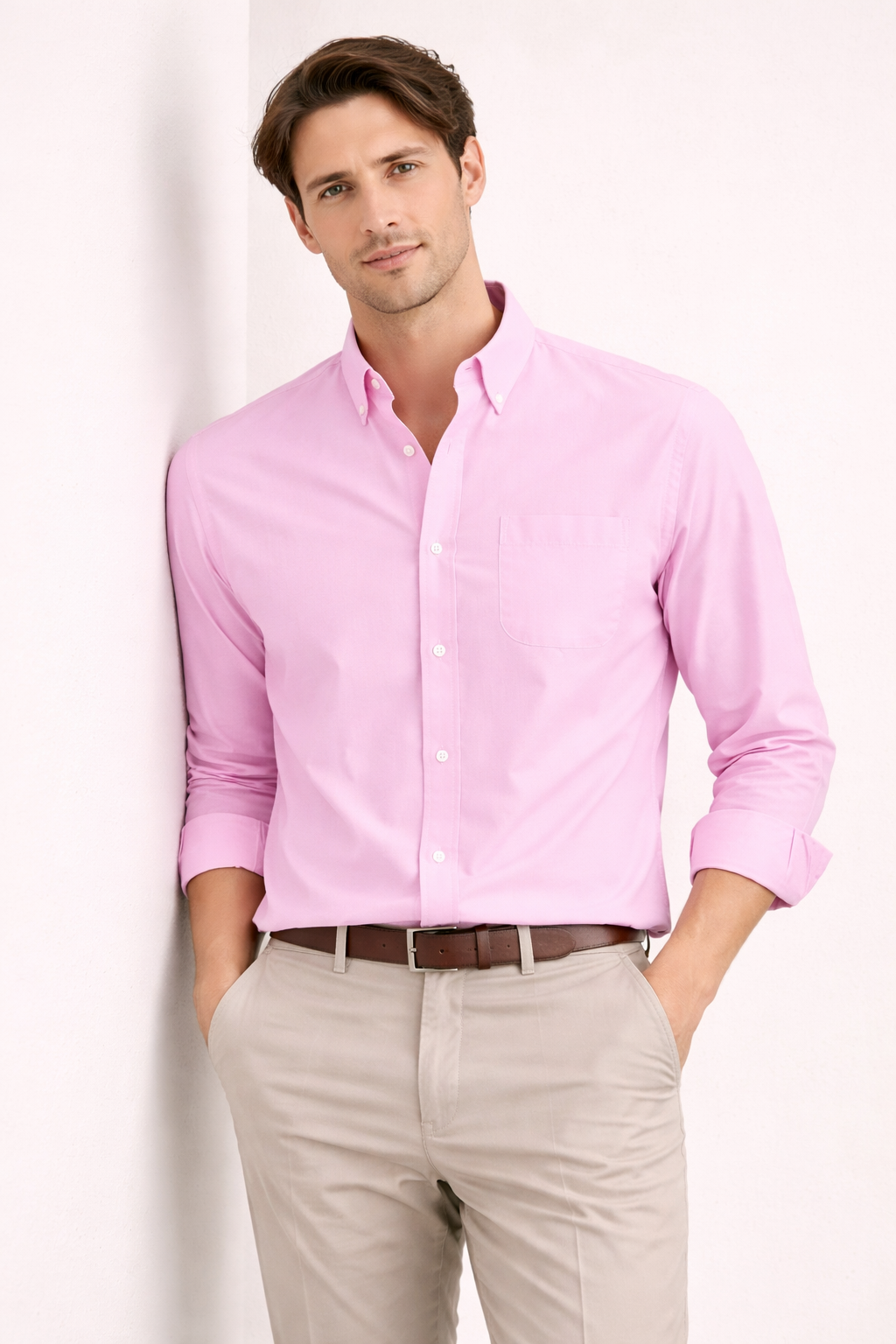 Chemise à manches longues avec col classique et poche avant pour hommes - Lukas