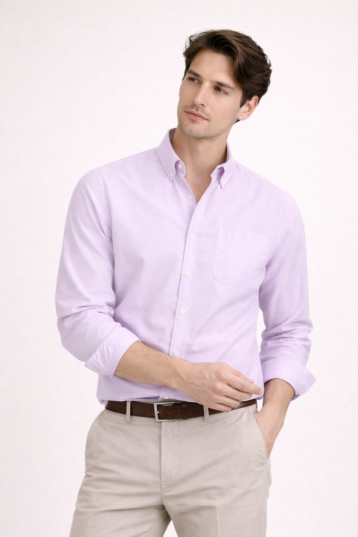 Chemise à manches longues avec col classique et poche avant pour hommes - Lukas