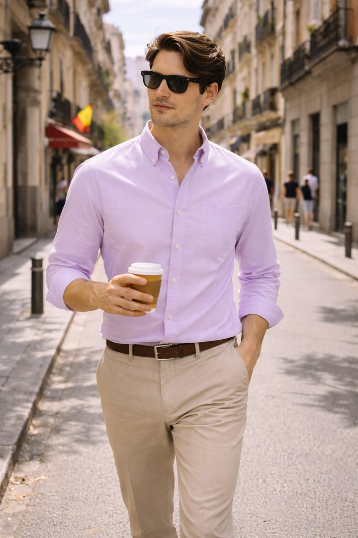 Chemise à manches longues avec col classique et poche avant pour hommes - Lukas