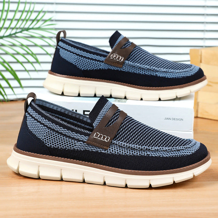 Mocassins tissés pour hommes avec bande de propreté sur le cou-de-pied et semelle flexible - Bill