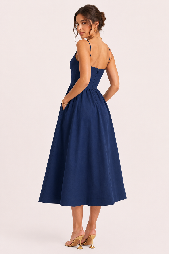 Robe à bretelles midi pour femmes, style été décontracté, confortable - Marie