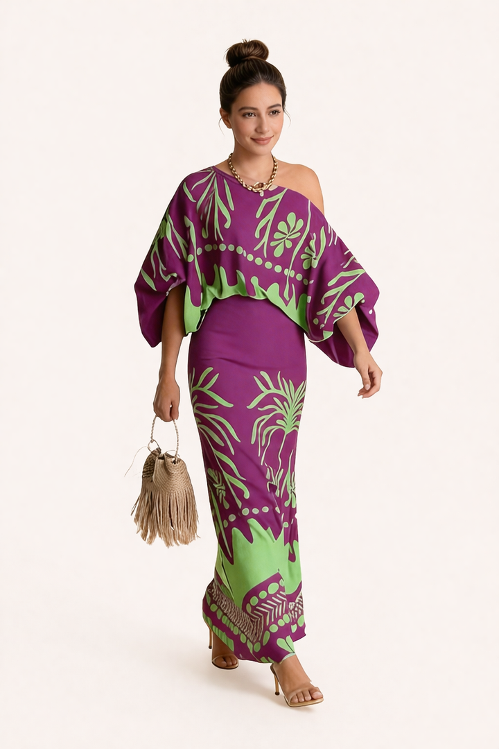 Ensemble blouse jupe longue imprimé printemps pour femme - Helene