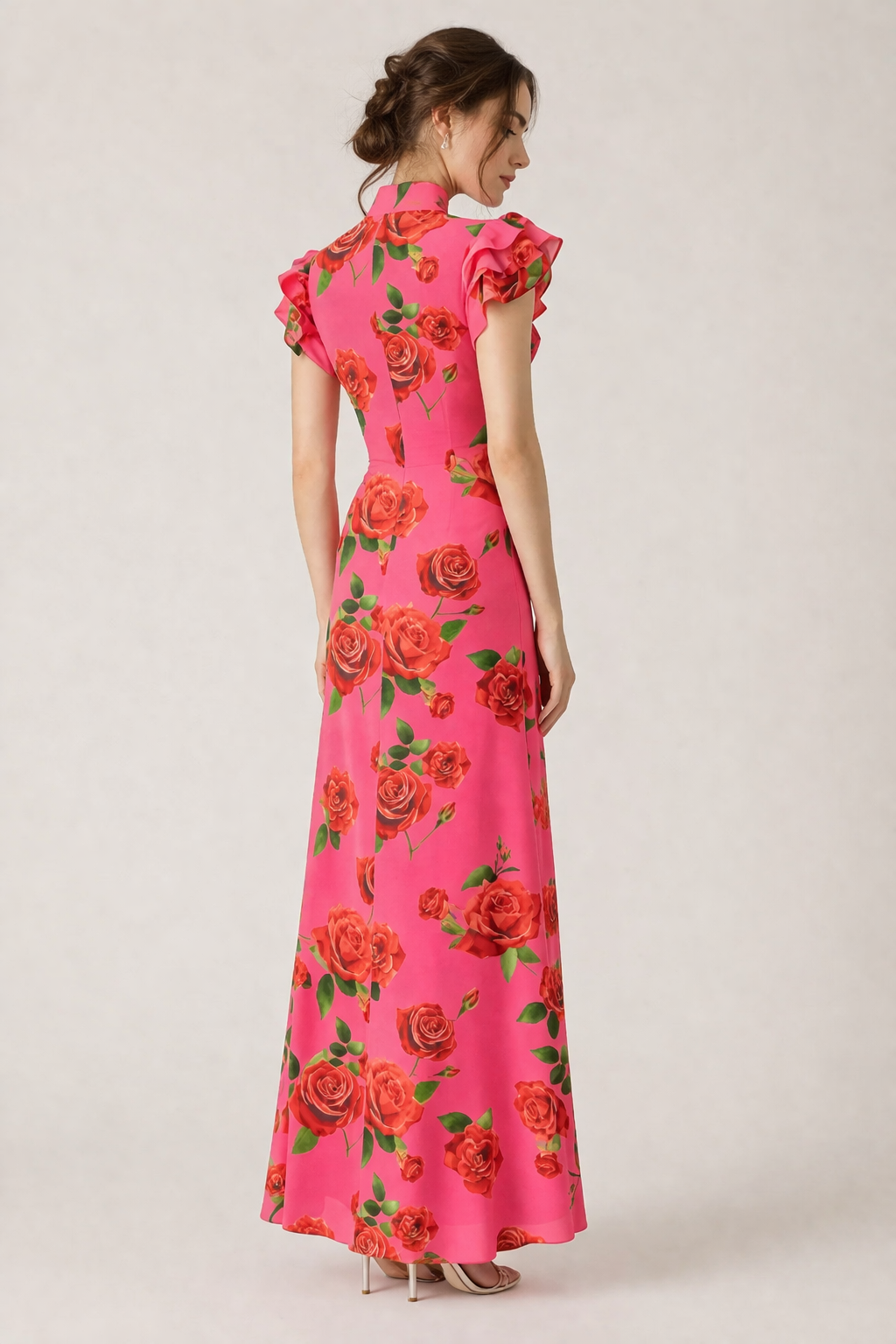 Robe longue à col roulé et à fleurs pour femmes, élégante et décontractée - Georgina