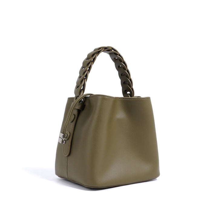 Sac à main de style seau à poignée tressée effet cuir pour femme - Camila