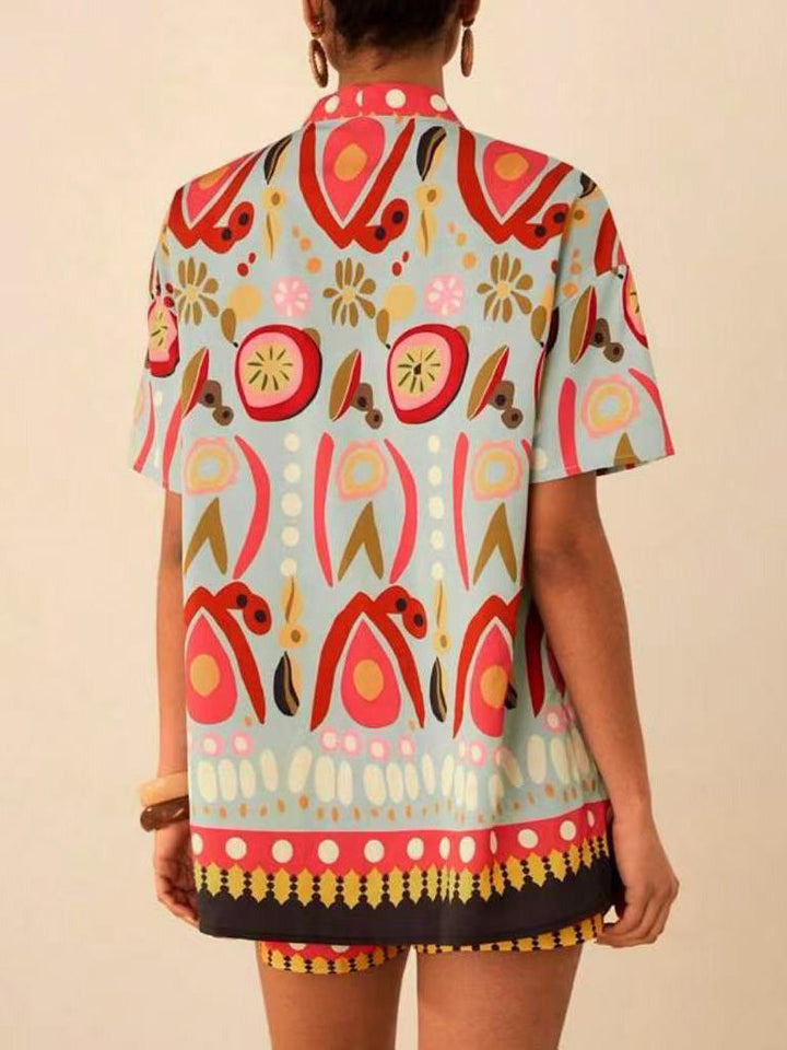 Ensemble short et kimono imprimé printemps pour femme - Arlena