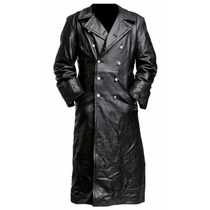 Veste de motard longue pour homme avec fermeture à boutons - Varekh