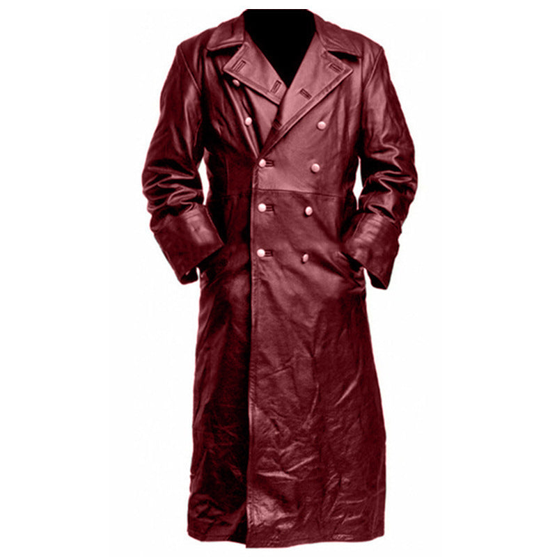 Veste de motard longue pour homme avec fermeture à boutons - Varekh