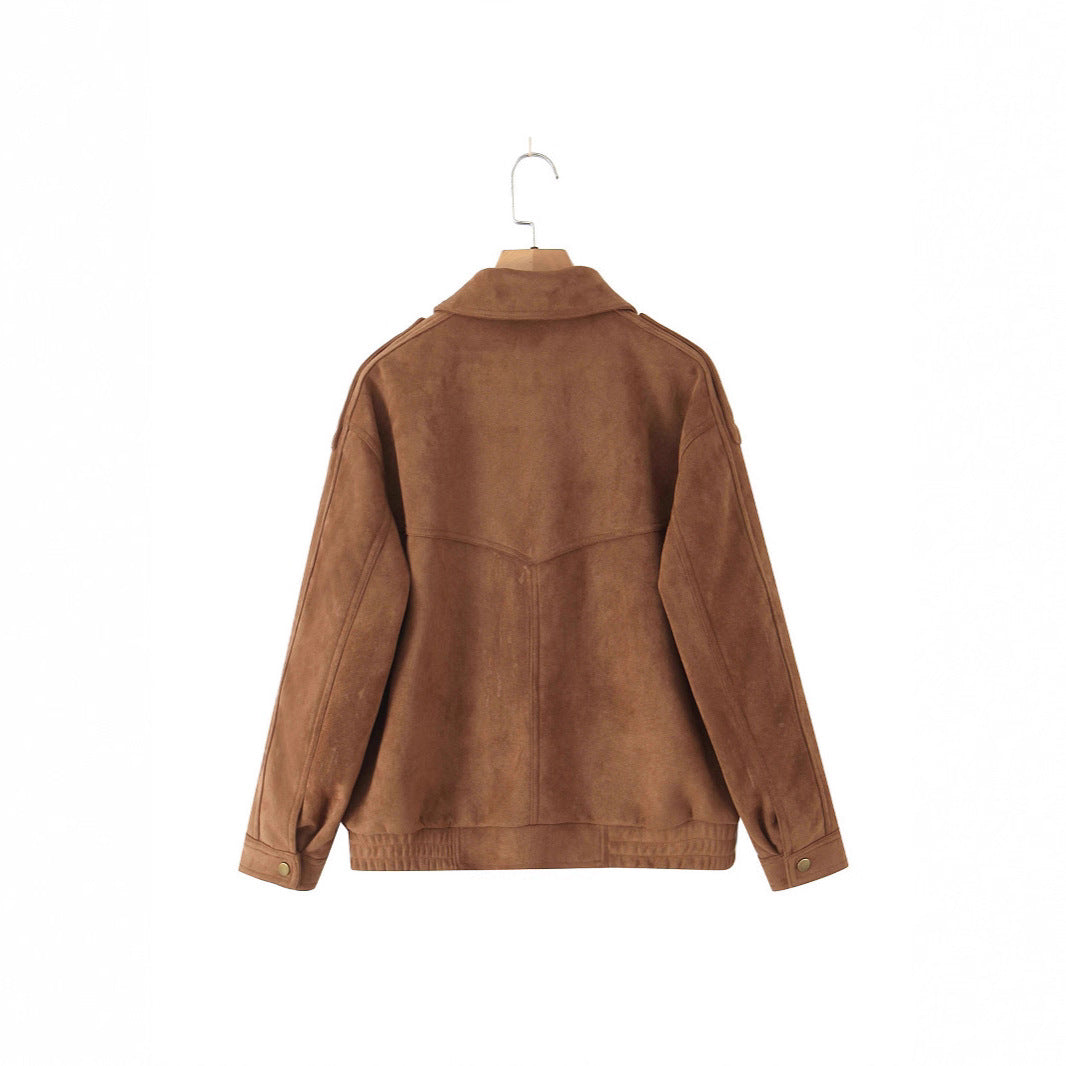 Veste vintage à poches en daim pour femme - Darsina