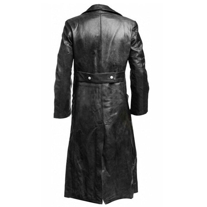 Veste de motard longue pour homme avec fermeture à boutons - Varekh