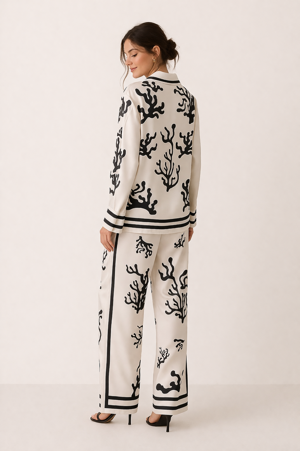 Ensemble femme chemisier pantalon large imprimé élégant - Peony