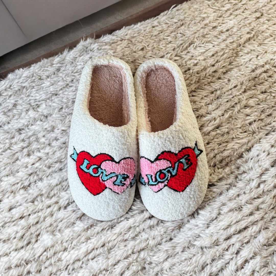 Chaussons en peluche pour femmes avec motif brodé - Valentina