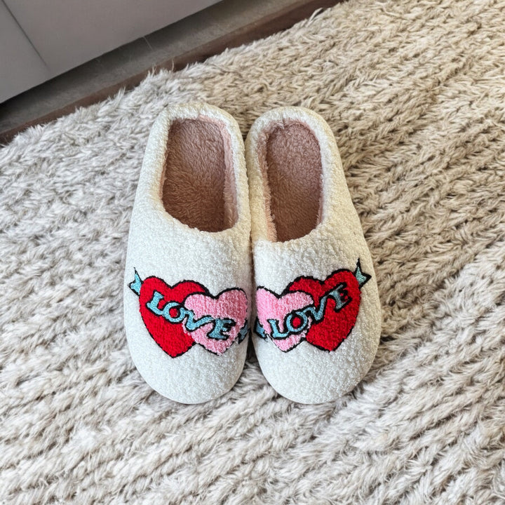 Chaussons en peluche pour femmes avec motif brodé - Valentina