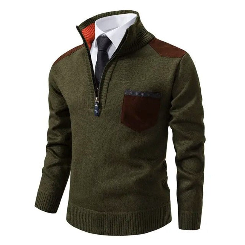 Pull tricoté à demi-fermeture éclair pour hommes - Lennart