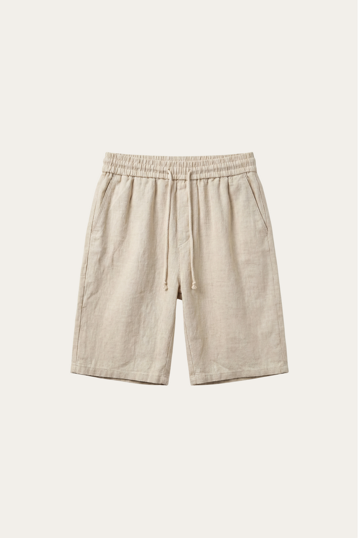 Short en lin avec ceinture élastique et cordon de serrage pour hommes - Lecce