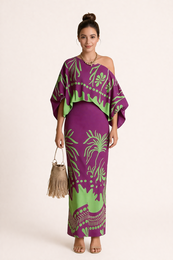 Ensemble blouse jupe longue imprimé printemps pour femme - Helene