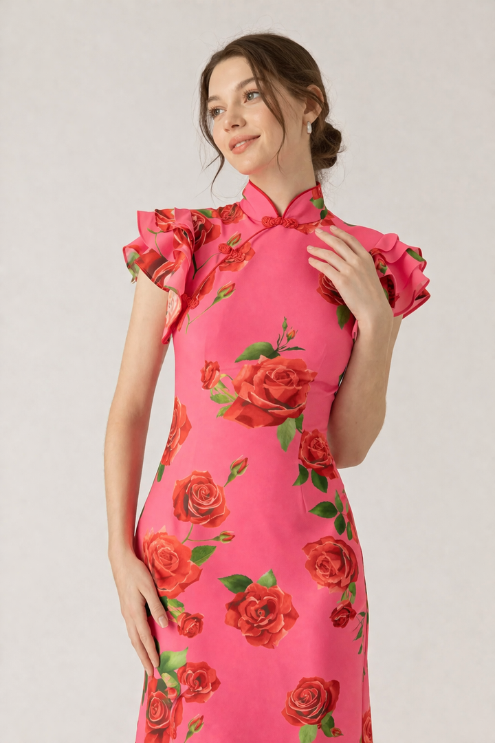 Robe longue à col roulé et à fleurs pour femmes, élégante et décontractée - Georgina