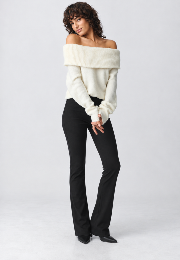 Pull femme épaules dénudées col roulé manches longues - Belisa