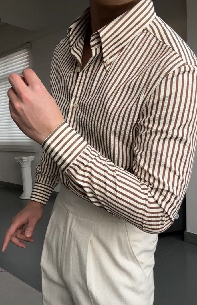 Chemise rayée à coupe italienne pour hommes - Savino