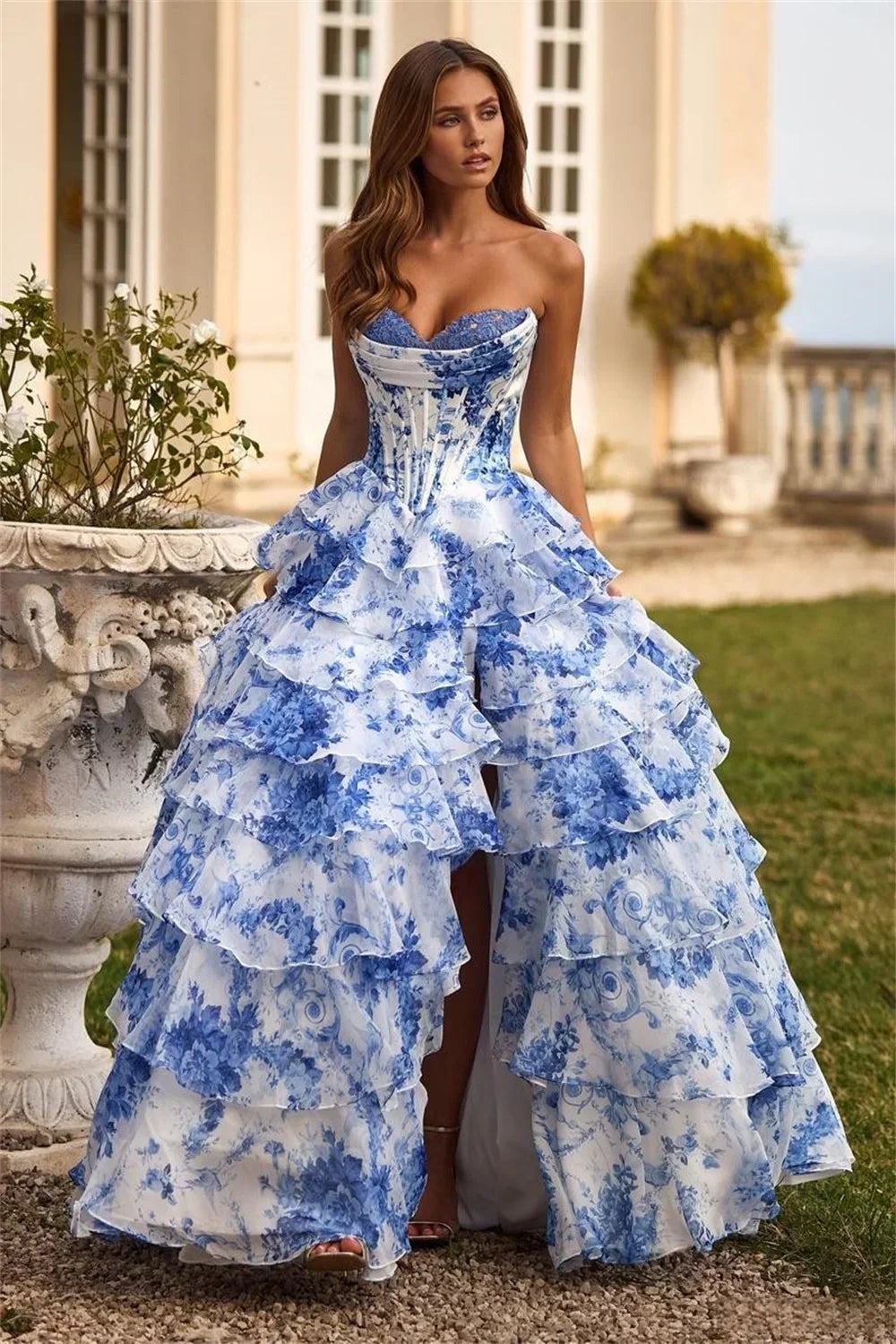 Robe longue à imprimé floral pour femme - Ivoire