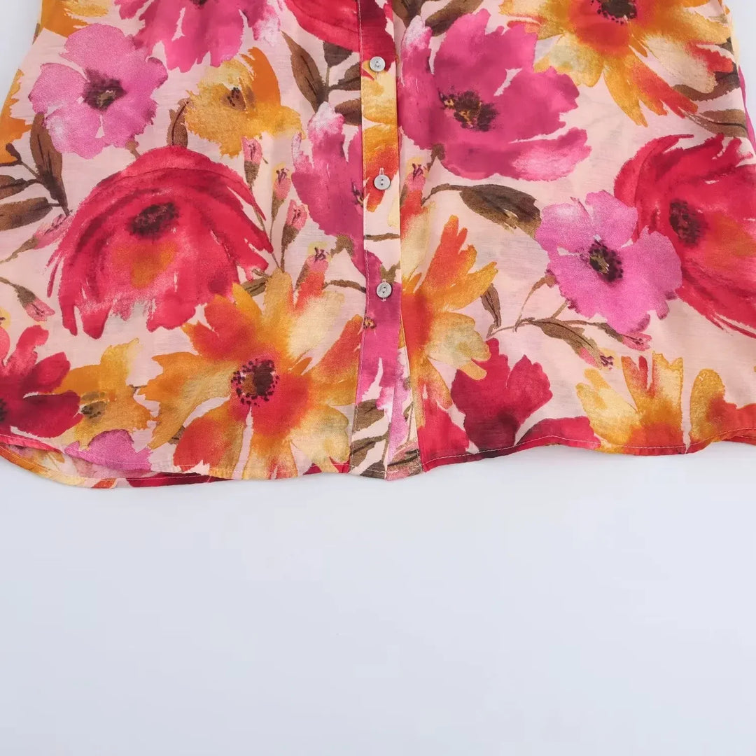 Chemisier à manches longues à imprimé floral pour femmes - Afrodite