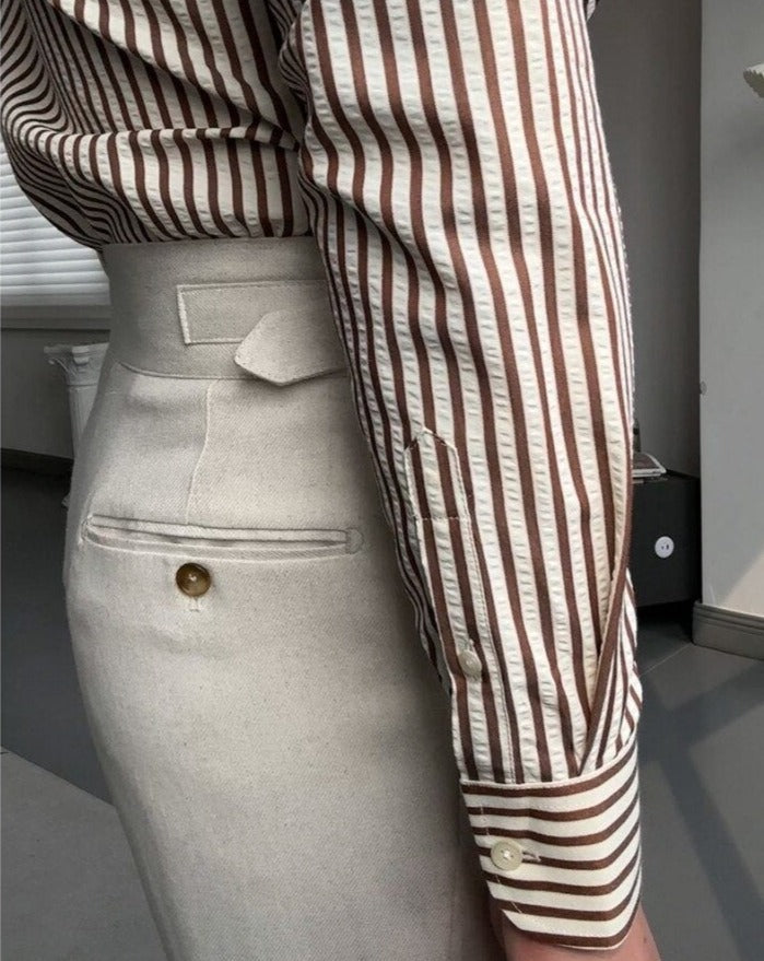 Chemise rayée à coupe italienne pour hommes - Savino